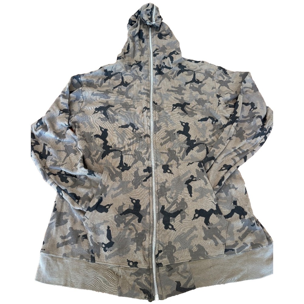 Junk Food camouflage cardigan sweater‎ full zipper mens' size medium made in USA